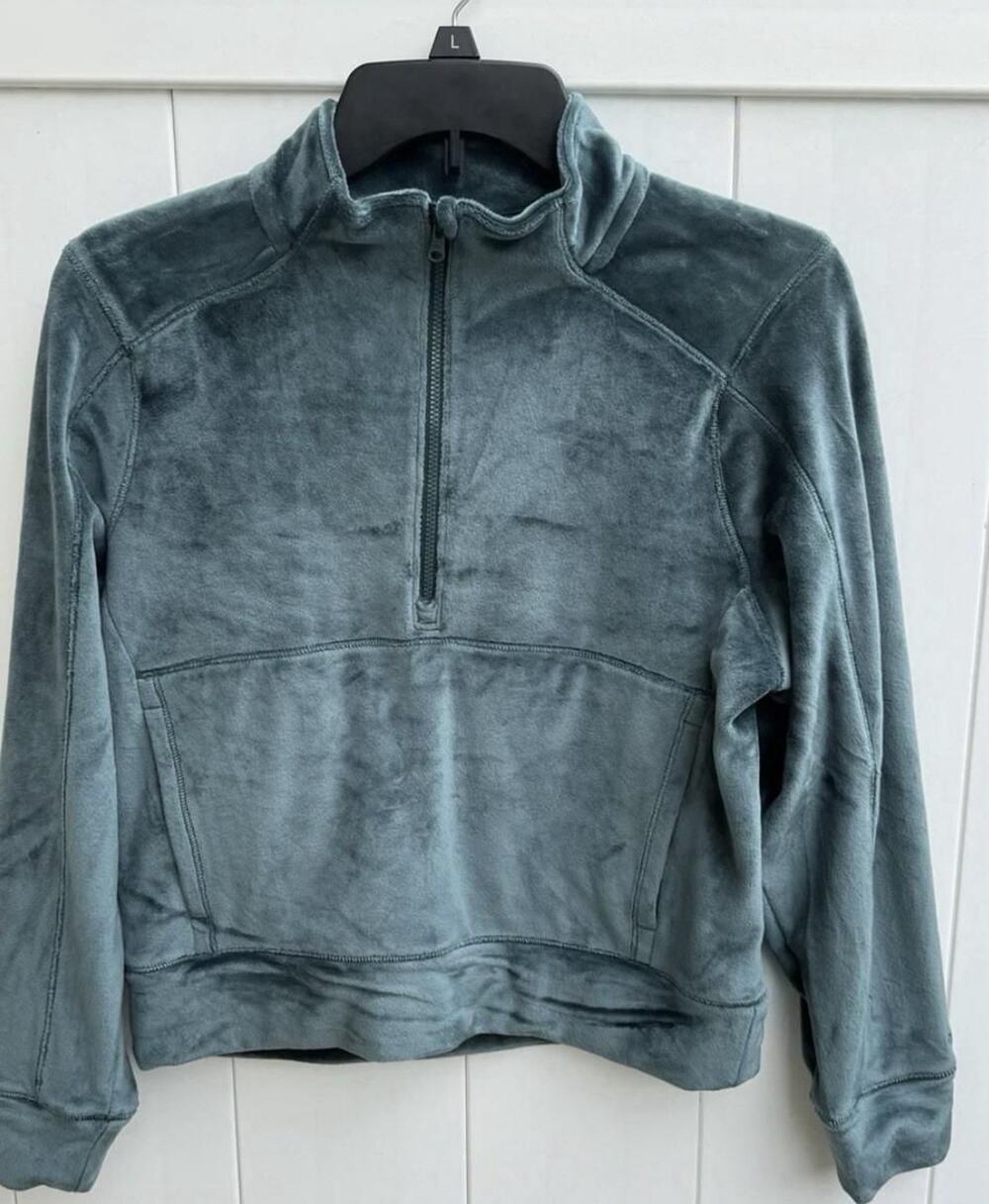 DSG Velour 1/2 Zip Pullover Girls Large (14) Dark Green Velour New with Tags